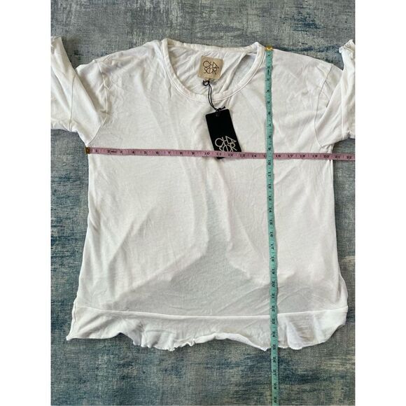 NWT! Chaser White Ruffle Lettuce Hem Open Wrap Back Short Sleeve Top Medium - Picture 4 of 7